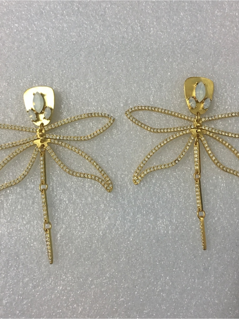 Tory Burch Gold Dragonfly Drop Earrings with Opalescent Accents